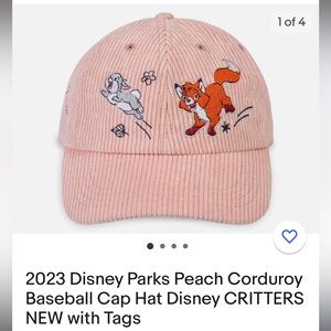 2023 Disney Peach Corduroy Disney Critters Baseball Cap - NWT